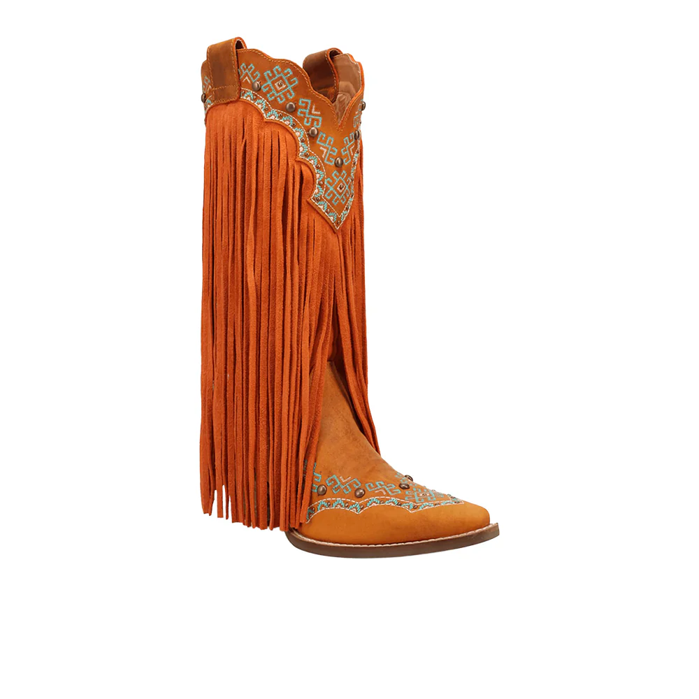 Tequila Fringe Southwest Sunrise Snip Toe Pull On Cowboy Boots - Image 2
