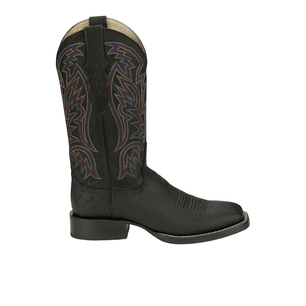 Three Bars 13 Inch Smooth Ostrich Square Toe Cowboy Boots