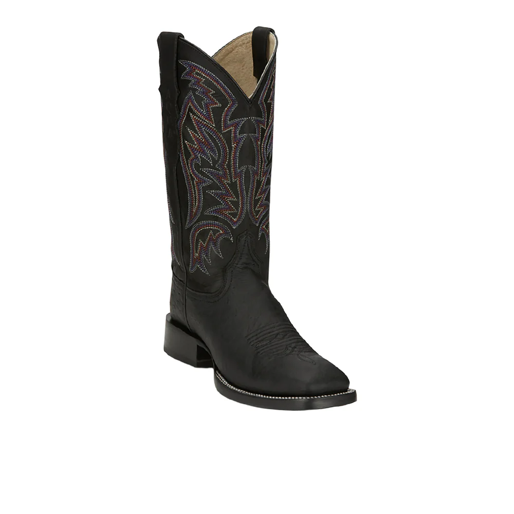 Three Bars 13 Inch Smooth Ostrich Square Toe Cowboy Boots - Image 2