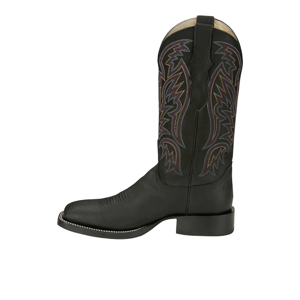 Three Bars 13 Inch Smooth Ostrich Square Toe Cowboy Boots - Image 3