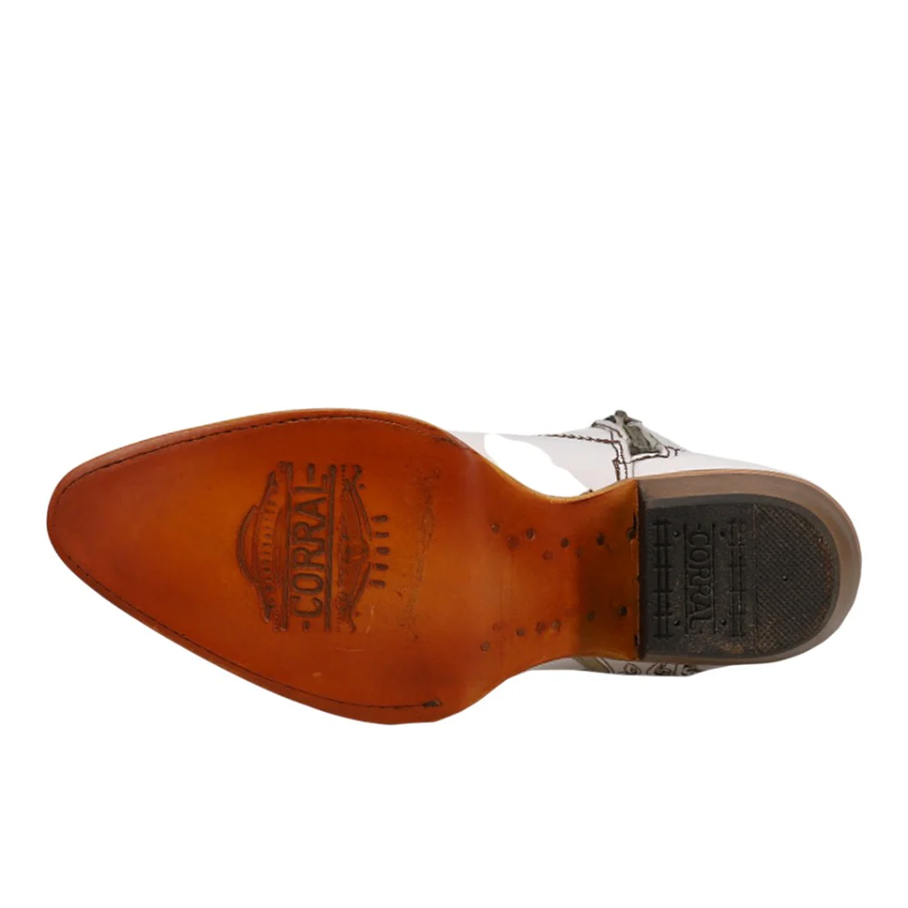 Embroidered Tooled Inlay Pointed Toe Cowboy Booties - Image 5