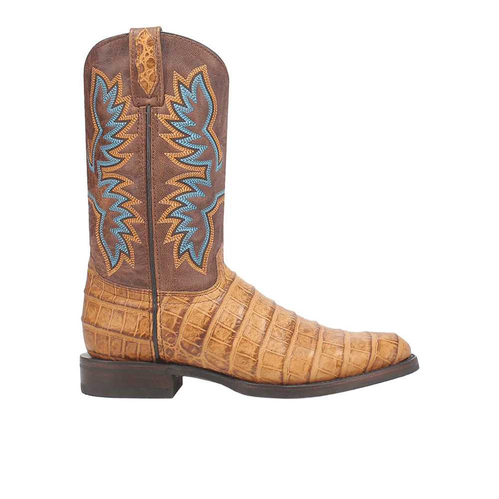 Trail Boss Alligator Embroidered Round Toe Pull On Cowboy Boots