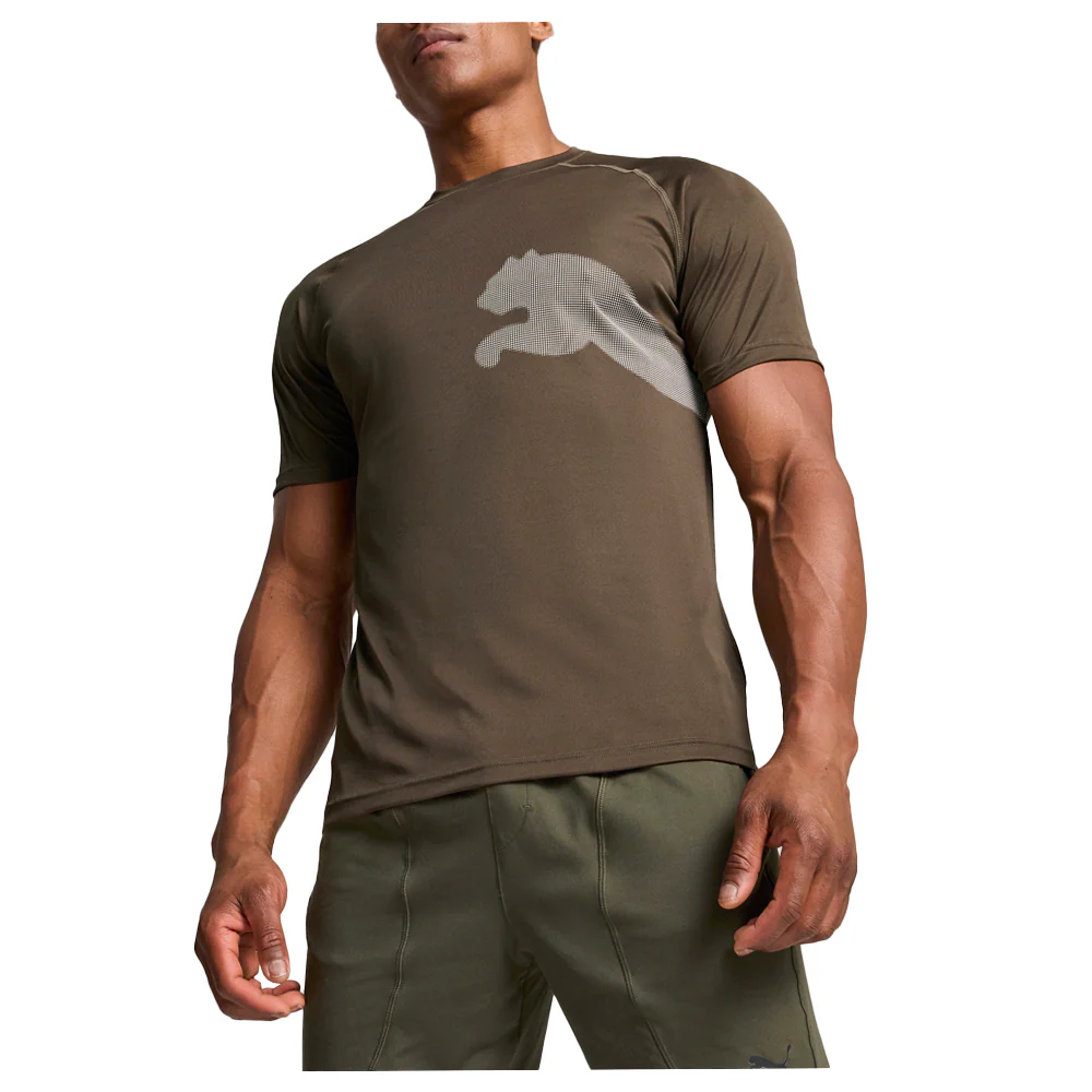 Train All Day Big Cat Crew Neck Short Sleeve Athletic T-Shirt