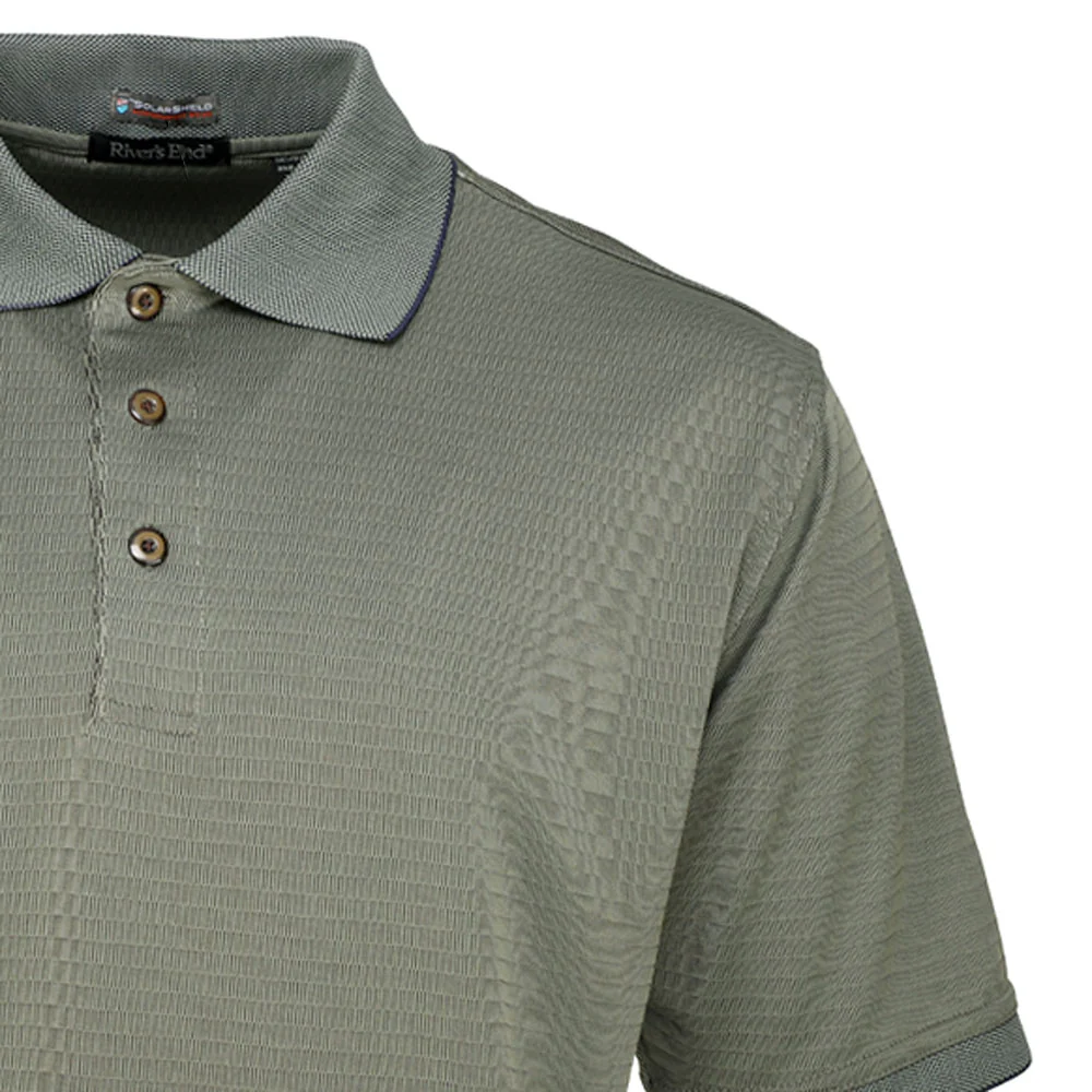 UPF 30+ Jacquard Short Sleeve Polo Shirt - Image 3