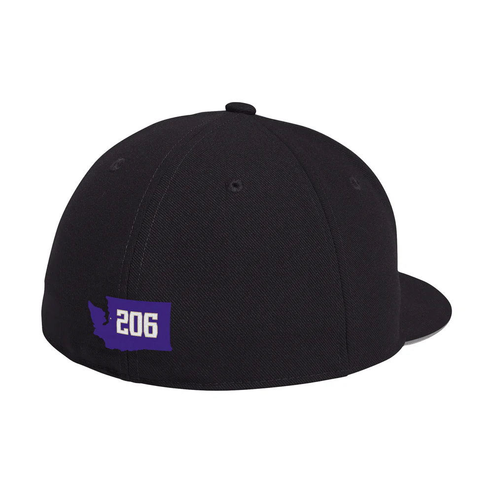 Washington Huskies Fitted Wool Flat Brim Cap - Image 2