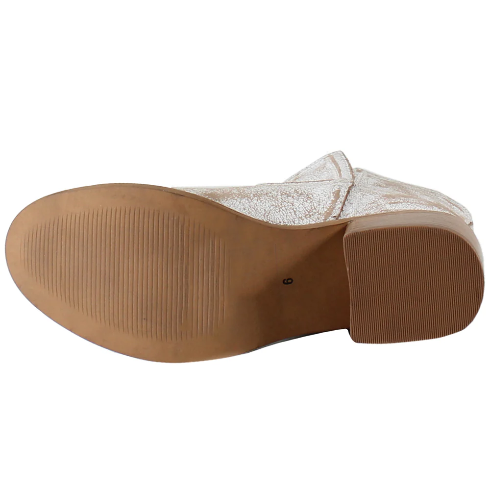 Walnut Grove Distressed Round Toe Cowboy Booties - Image 5