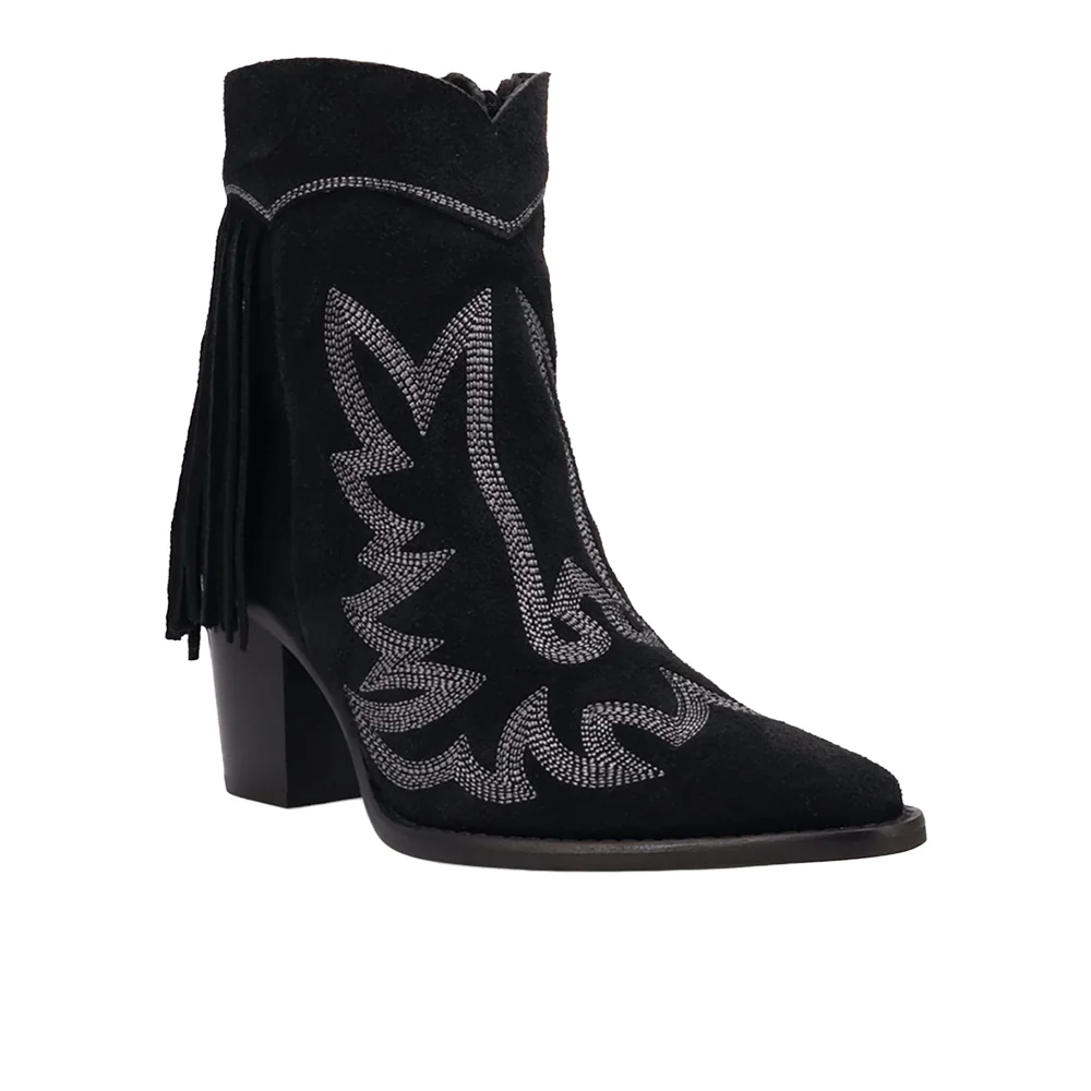 Wild Sage Fringe Snip Toe Zippered Cowboy Booties - Image 2
