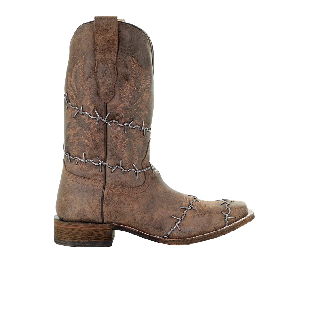 Wire Embroidered Square Toe Cowboy Boots