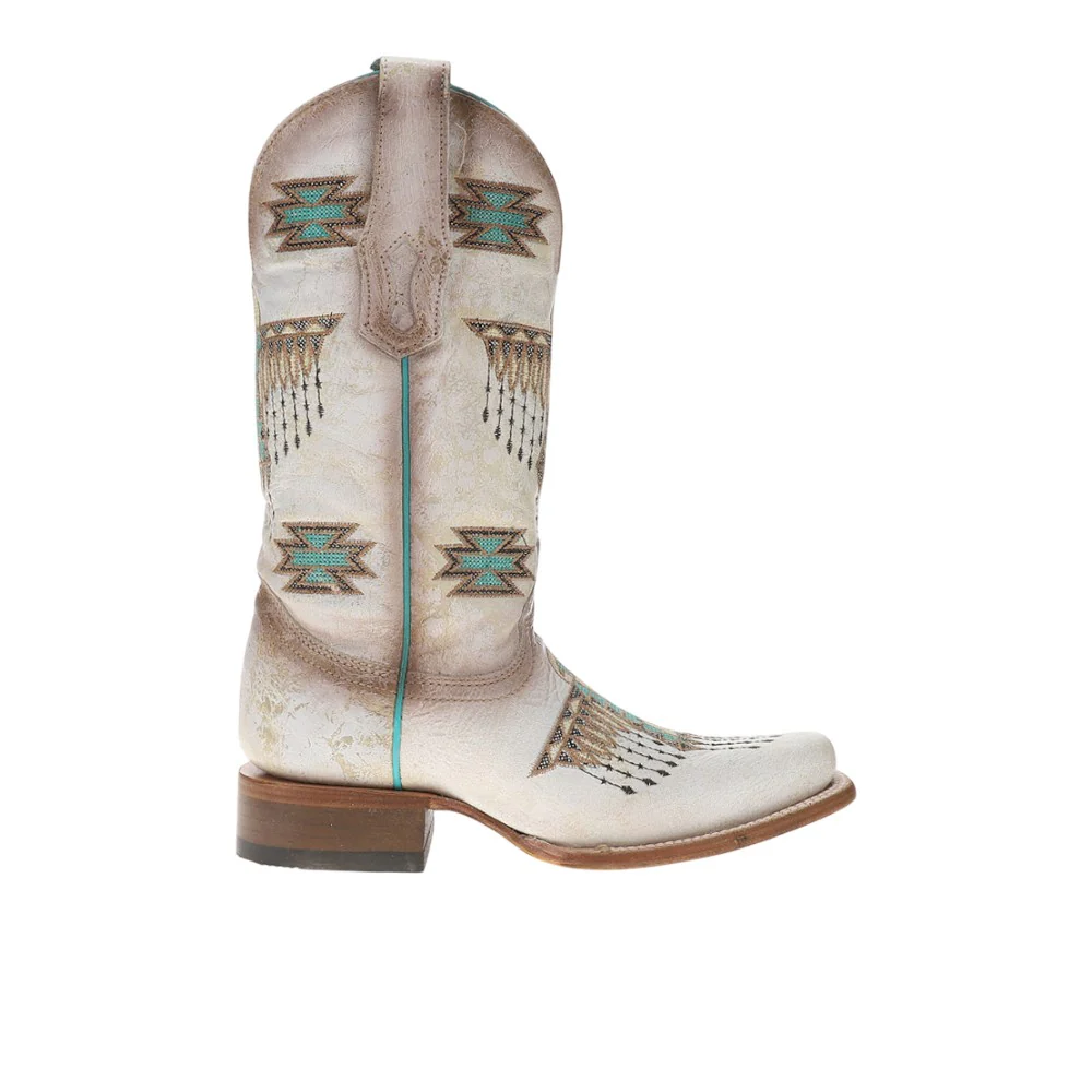 Woven Eagle Embroidery Square Toe Cowboy Boots