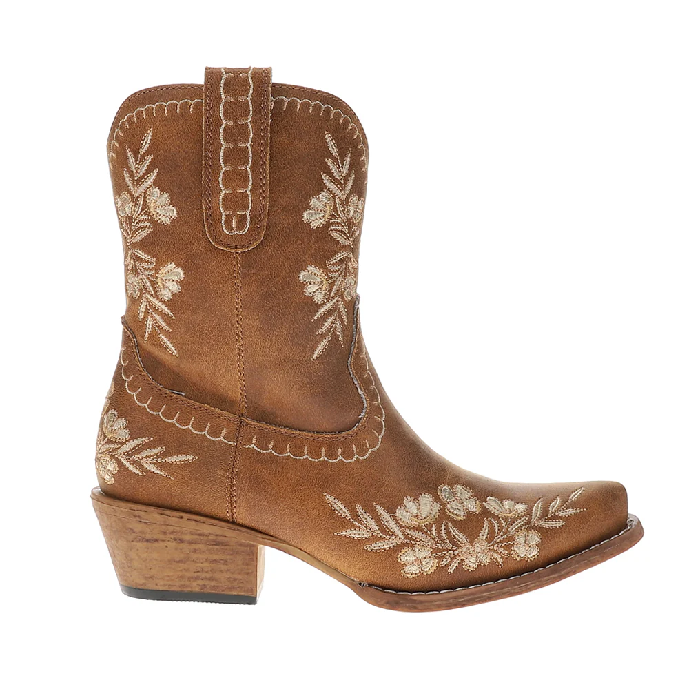 Wynona Floral Embroidered Snip Toe Cowboy Booties