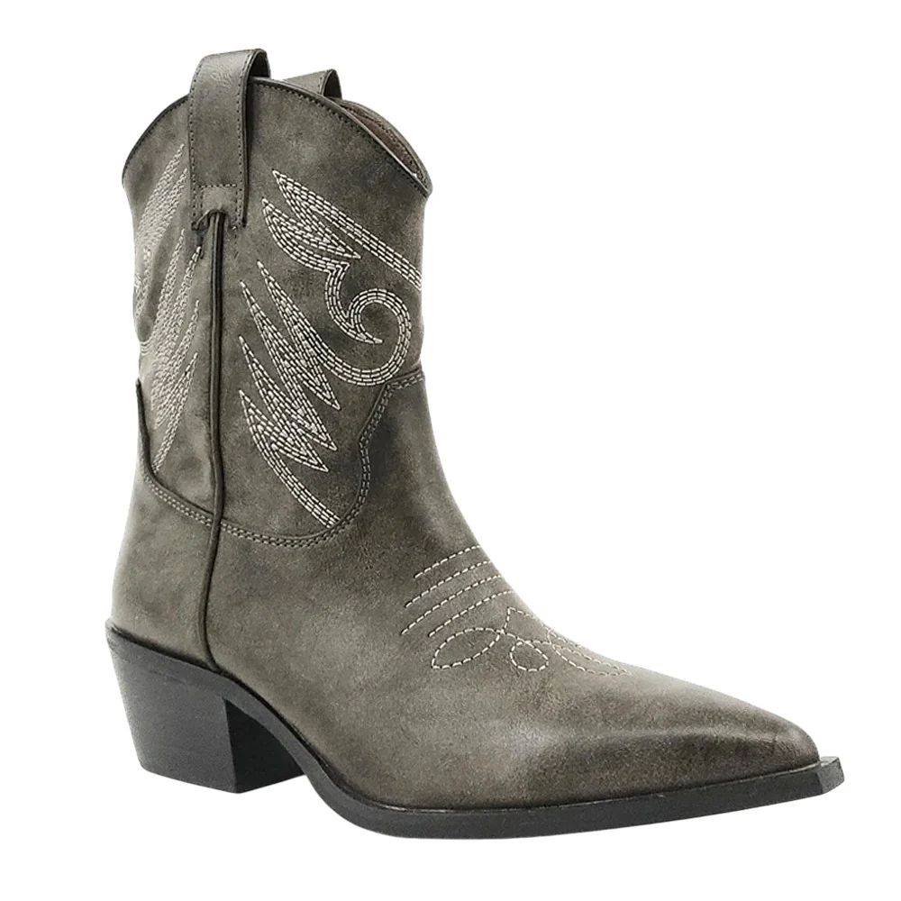 Zahara Embroidered Pointed Toe Cowboy Boots - Image 2