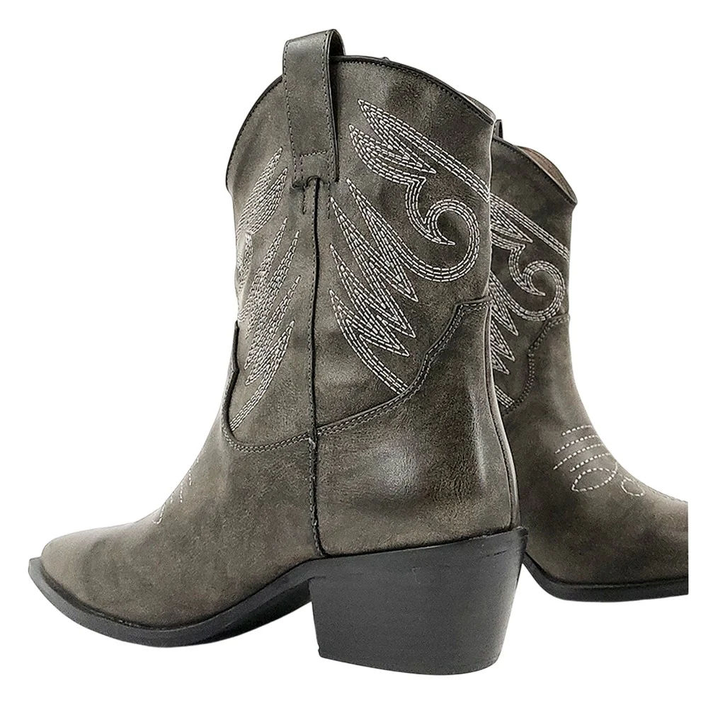 Zahara Embroidered Pointed Toe Cowboy Boots - Image 4